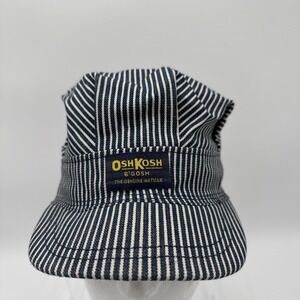 OSHKOSH Vintage Railroad Engineer Striped Hat Made USA Snapback‎ Cap Logo Train